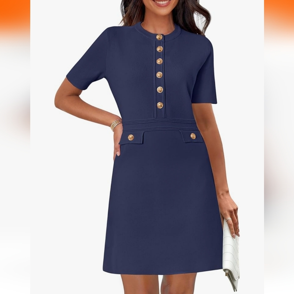 NWT - Merokeety Mini Knit Sweater Dress, Navy, Size: Medium